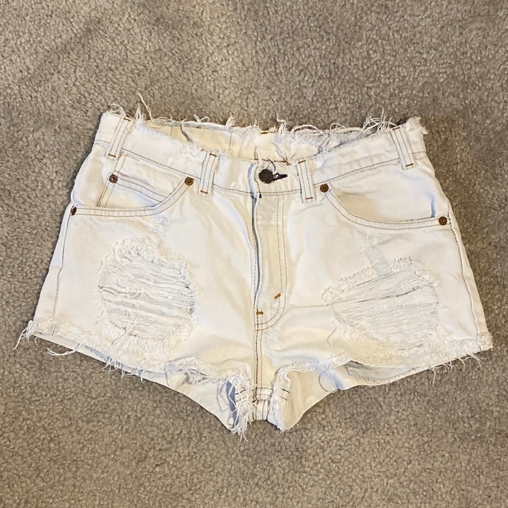 Levi’s White Distressed Denim Shorts